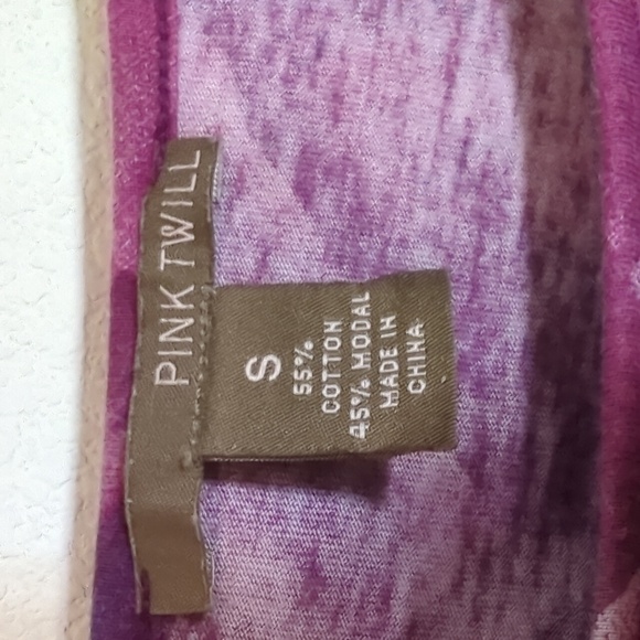 Pink Twill Womens Shirt Tunic Top Purple Blouse Geometric Squares Violet Small - Picture 5 of 8